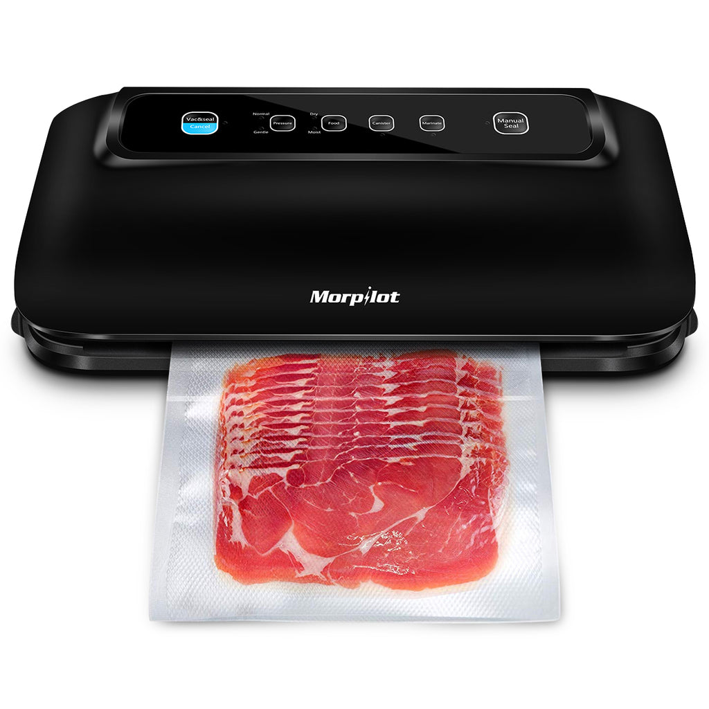 Morpilot Vacuum Sealer with Built-in Roll Storage & Cutter, Automatic Food Saver Vacuum Sealer Machine, Starter Bags, Hose, Dry & Moist Food Modes, LED Indicator Lights, FDA Compliant