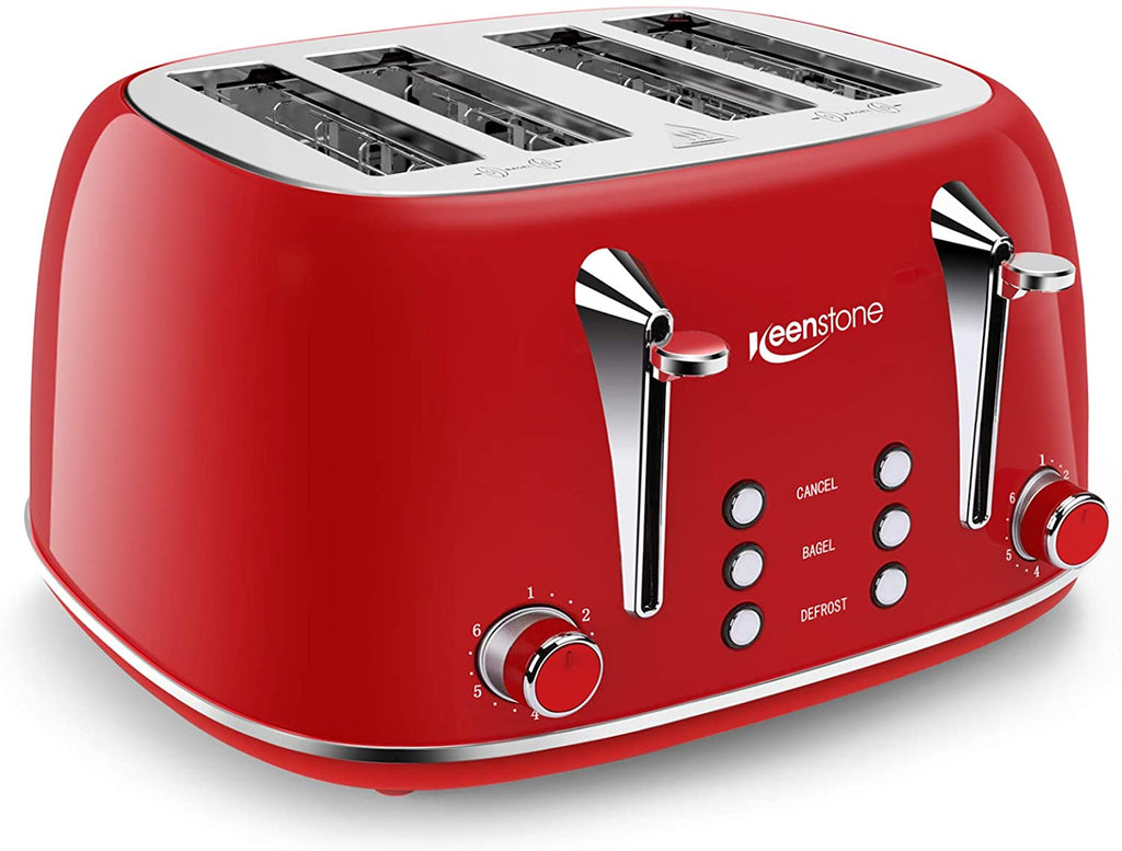 Keenstone Vintage Style 2-Slice Toaster Quality Retro Toaster, Wide Slot,  RED
