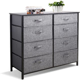 Cheflaud Storage Tower with 8 Drawers,Fabric Double Dresser with Large Capacity,Organizer Unit for Bedroom Living Room Closets,Sturdy Steel Frame, Easy Pull Fabric Bins(Grey)
