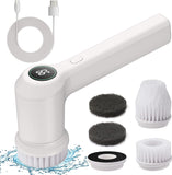 Keestone Electric Cordless Power Brush Floor Spin Scrubber，LED Monitor Handheld Portable Scrubber Kit with 4 Replaceable Electric Cleaning Brush Heads for Tub, Tile, Floor, Bathroom Wall.