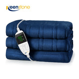 Electric Heated Blanket Throw w/ Hand Warmer, Keenstone Machine Washable Fast Heated Flannel Blanket Twin Size, Blue