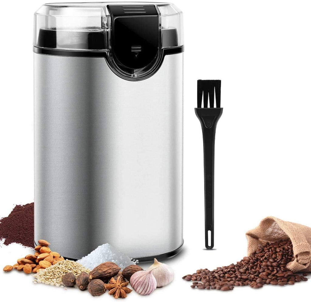 Keenstone Coffee Grinder, Electric Coffee Bean Grinder, Stainless Steel Spice Mill Grinder with Noiseless Motor, Cleaning Brush for Grinding Spices, Pepper, Herbs, Nuts (150W 70g /2.5oz Capacity)