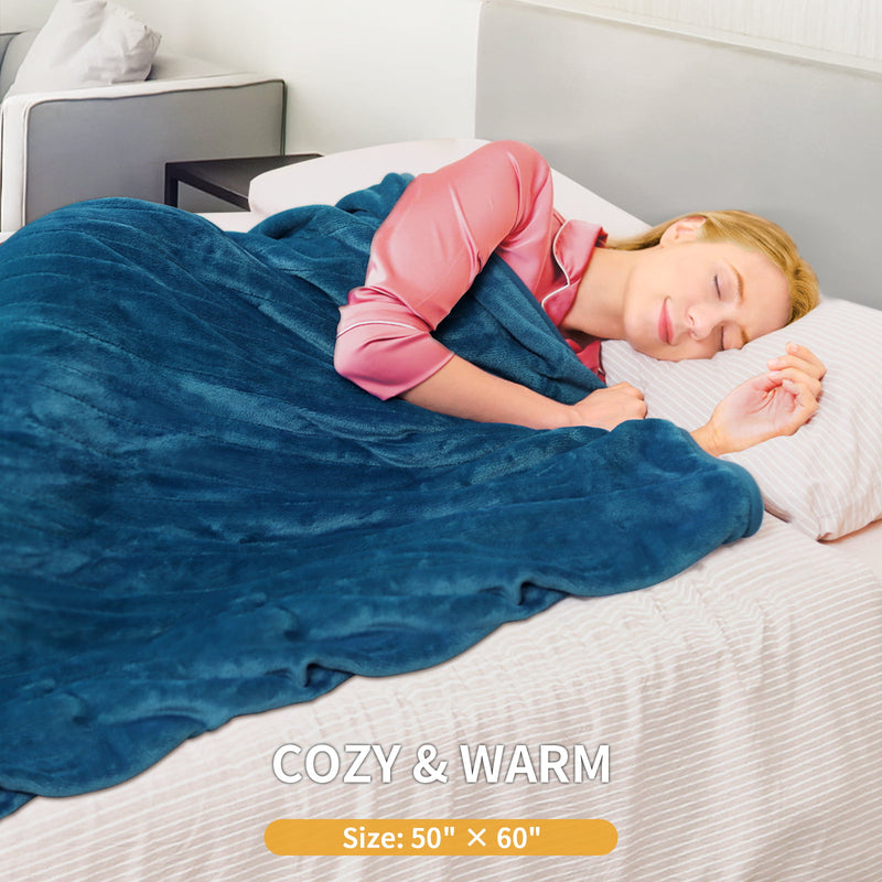 Electric Heated Throw Blanket, Keenstone Machine Washable Fast Heated Flannel Blanket Twin Size, Darkturquoise