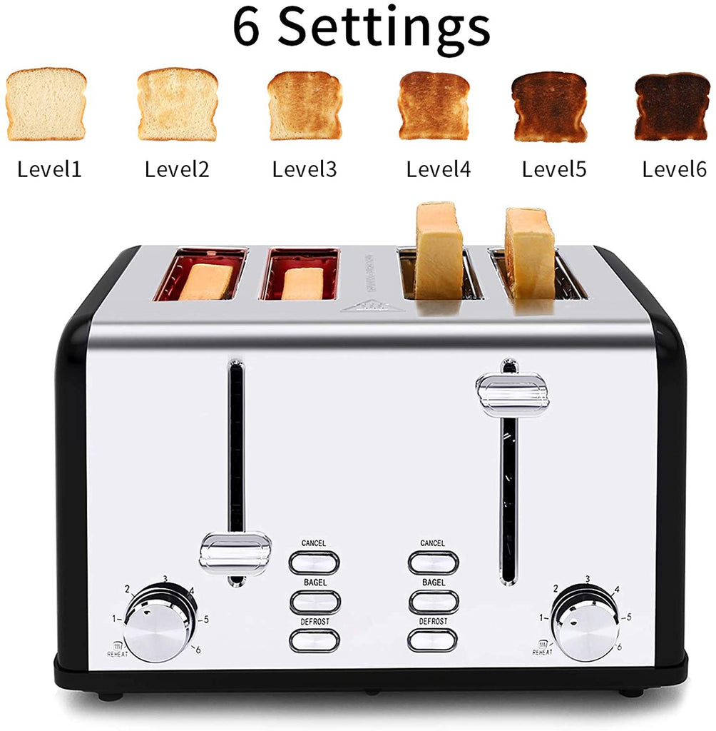 Toaster Slice Toaster Stainless Steel Retro Toasters, Bagel