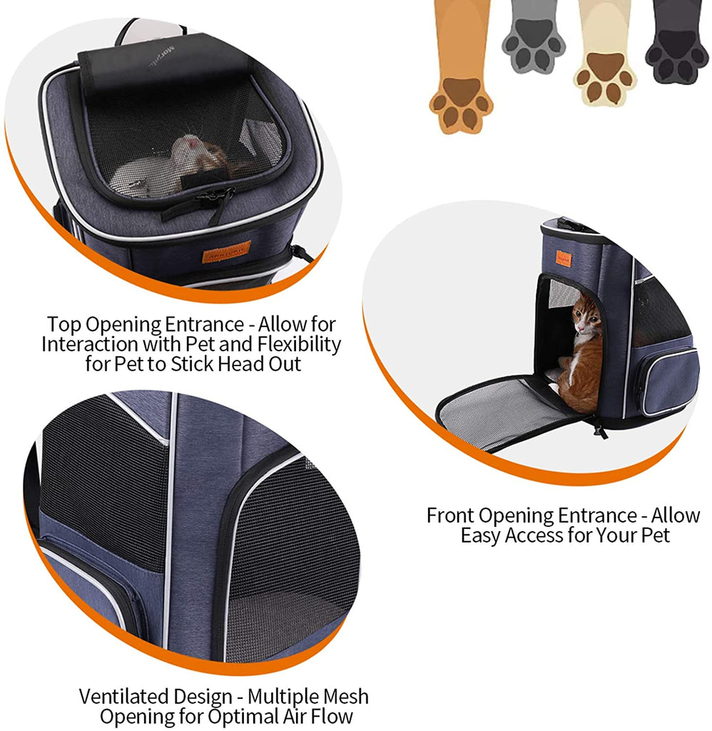 morpilot Dog Backpack Carrier, Foldable Cat Backpack Carrier for Small Cats and Dogs, Ventilated Design Pet Travel Carrier Backpack with Inner Safety Strap, Cat Carrying Bag for Travel Hiking Camping