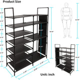 Keenstone 7 Tier Shoe Rack Storage Organizer,Metal Shoe Tower Storage Shelf Cabinet Space Saving with Side Hanging