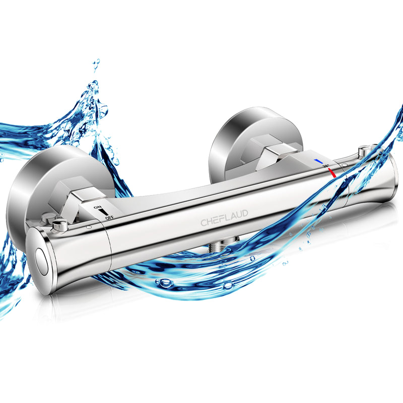 Cheflaud Mitigeur Douche Thermostatique de robinet douche ，Robinet anti-brûlure de Douche pour Salle de Bai 38℃, Économiser l'Eau