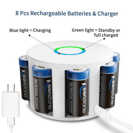 8Pcs 700mAh RCR123A Rechargeable Arlo Batteries