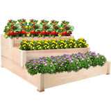 Raised Garden Bed, Cheflaud 3 Tier Wooden Elevated Garden Bed Kit Outdoor Raised Bed Planter for Vegetables Growing, Fruit, Herbs, Flowers, Stackle of Family Arrangement 49 x 49 x 21.2 in