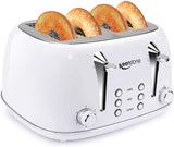 Toasters 4 Slice, Keenstone Retro Stainless Steel Bagel Toaster with Wide Slots, Black