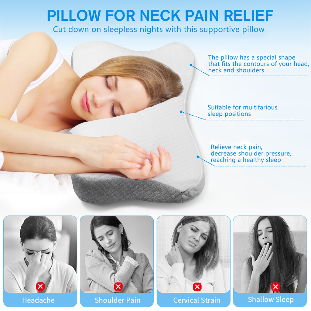 Behost Cervical Memory Foam Pillow, Contour Pillows for Neck and