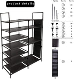 Keenstone 7 Tier Shoe Rack Storage Organizer,Metal Shoe Tower Storage Shelf Cabinet Space Saving with Side Hanging