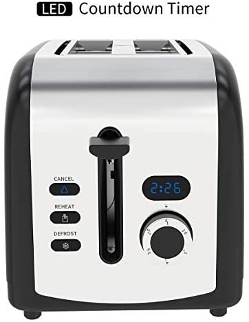 Toaster 2 Slice, Keenstone Stainless Steel Retro Toaster with Timer, W –