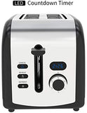 Toaster 2 Slice, Keenstone Stainless Steel Retro Toaster with Timer, Wide Slot, Defrost/Reheat/Cancel Fuction, Removable Crumb Tray, Blue