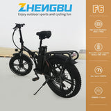 zhengbu 20 Inch Electric Bike for Adults Folding Electric Bicycle for Commuting 750W Commuter City E-Bikes Fat Tire Electric Mountain Bike for Men/Women Beach Snow Bike 48V 15AH Lithium-ion Battery
