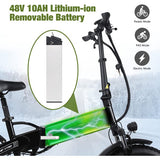 Folding Electric Bike Electric Commuter Bicycles 20 Inch Commuting Bike Foldable City E-Bikes for Adults 400W Motor Shimano 7-Speed 48V 10AH Removable Battery