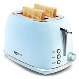 Keenstone Retro 2 Slice Toaster Stainless Steel ,with Bagel, Cancel, Defrost Fuction and Extra Wide Slots Toasters, 6 Shade Settings,Removable Crumb Tray, Blue