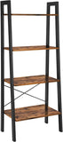 Ladder Shelf, 4-Tier Bookshelf, Storage Rack, Bookcase with Steel Frame, for Living Room, Home Office, Kitchen, Bedroom, Industrial Style