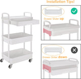 3-Tier Rolling Utility Cart White