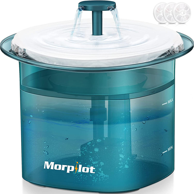 Morpilot Cat Water Fountain, Pet Fountains with Super Silent Water Pump and Smart Indicator Light, 2L Dog Water Fountain Suitable for Cats and Dogs, Cat Water Dispenser with 3 Filter Chips