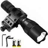 Tactical Flashlight with Picatinny Rail Mount, LED Weapon Light 800 Lumen Waterproof Tactical Flash Light for Outdoor Shooting Hunting Camping, Include with CR123A Lithium Battery and Portable Clip