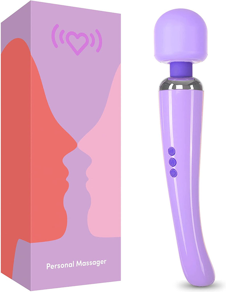 Morpilot Magic Rechargeable Personal Wand Massager - Large Edition - 20 Powerful Patterns & 8 Speeds - Perfect for Muscle Tension, Back, Neck Relief, Soreness, Recovery - Lavender Purple