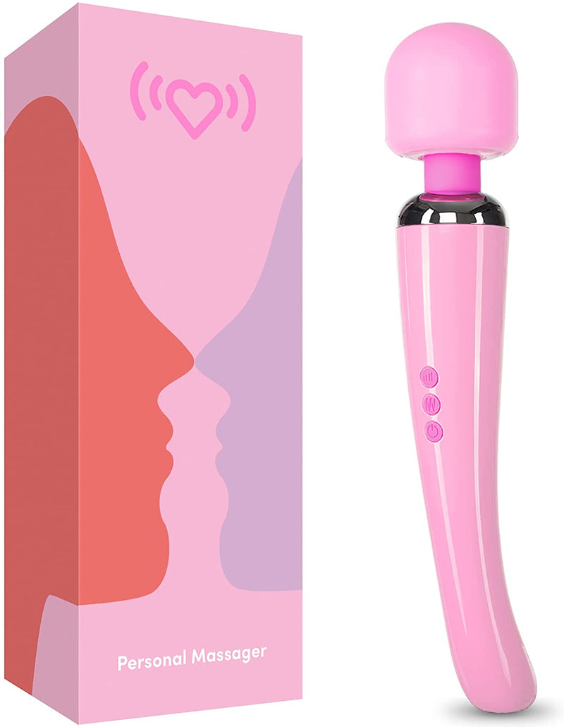 Morpilot Magic Rechargeable Personal Wand Massager - Large Edition - 20 Powerful Patterns & 8 Speeds - Perfect for Muscle Tension, Back, Neck Relief, Soreness, Recovery - Light Pink