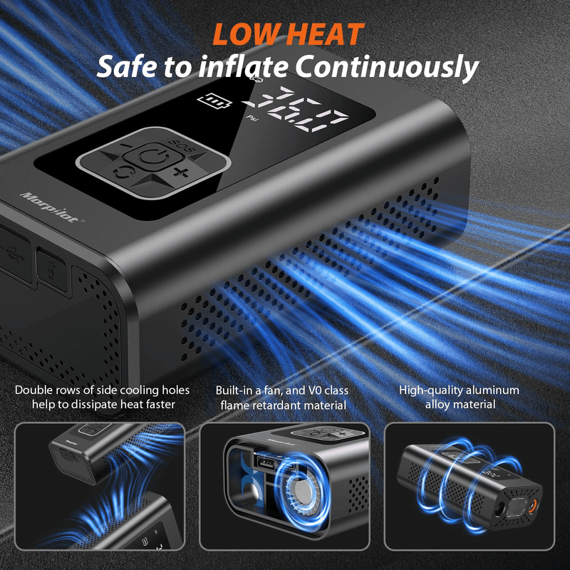 Tire Inflator Portable Air Compressor, Morpilot Electric Air Pump for Car Tire Inflator with Digital Pressure Gauge 150PSI, 6000mAh Battery, LED Light, Auto Off, Air Compressor for Car Bike Motor Ball
