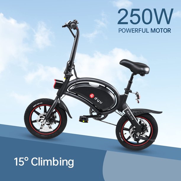 Folding Electric Bike for Adults Teens,DYU D3F 14" Electric Bicycle,Commuter City E-Bike with 250W Motor and 36V 10AH Lithium-Ion Battery,37-40miles Travel Range