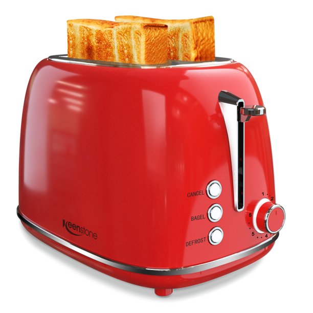 Keenstone Retro 2 Slice Toaster Stainless Steel with Bagel, Cancel, Defrost and Extra Wide Slot Toaster, 6 Shade Settings, Removable Crumb Tray, Green