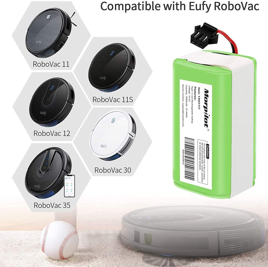 14.4v 2600mAh Li-ion Rechargeable Replacement Battery Compatible with Ecovacs Deebot N79S, DN622, Eufy RoboVac 11, 11S,11S MAX, 30, 15C, 15T, 12, 35C