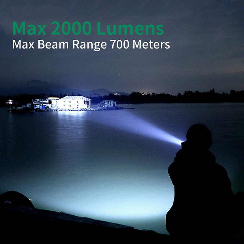 Keenstone High-Powered Led Flashlight 2 Packs, 2000 High Lumens Tactical Flashlights, Zoomable and Water Resistant, 5 Light Modes, Super Bright Flashlights for Camping and Emergency