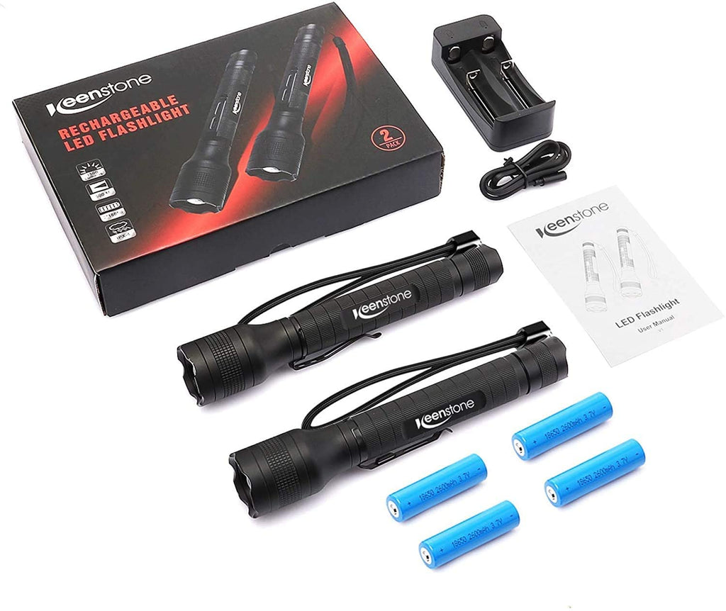 Brightest LED Flashlights Rechargeable 2 Pack, Waterproof 1500 High Lu –