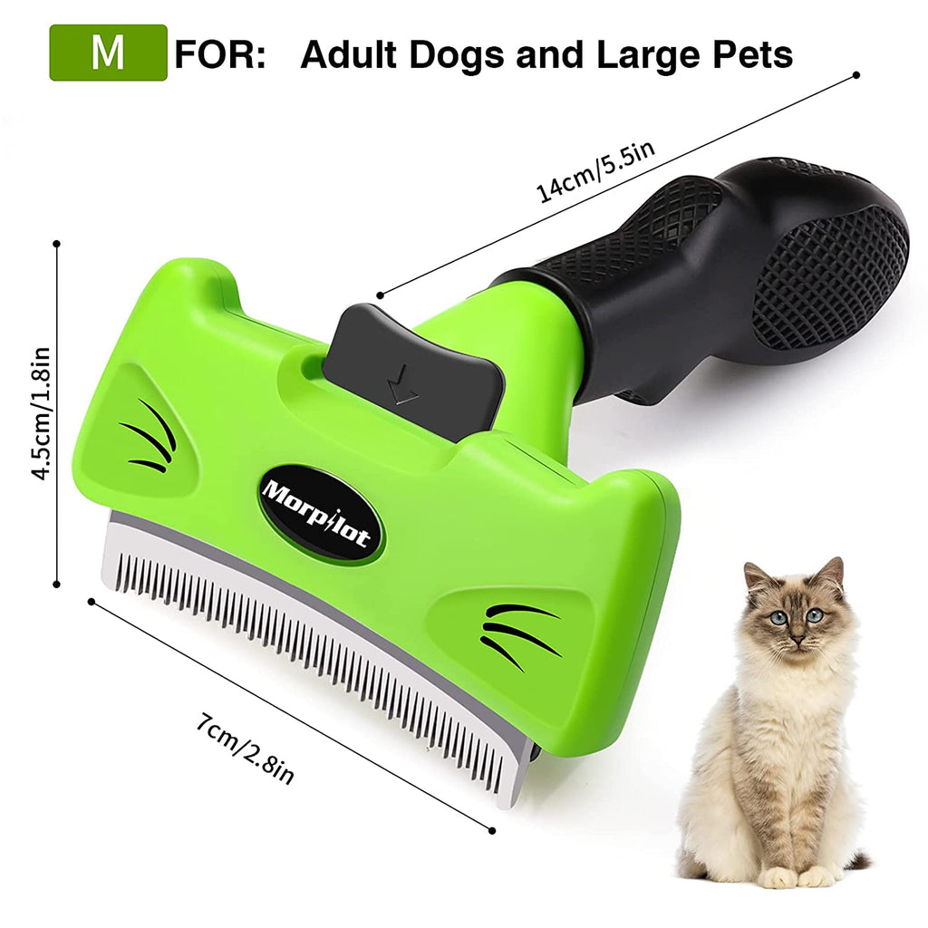 Morpilot Pet Grooming Brush, Deshedding Dog Brush with Quick Self Cleaning, Professional Pet Comb Removes Loose Hair and Combats Reduces Shedding Up To 95%, Deshedding Brush for Dogs and Cats (M)