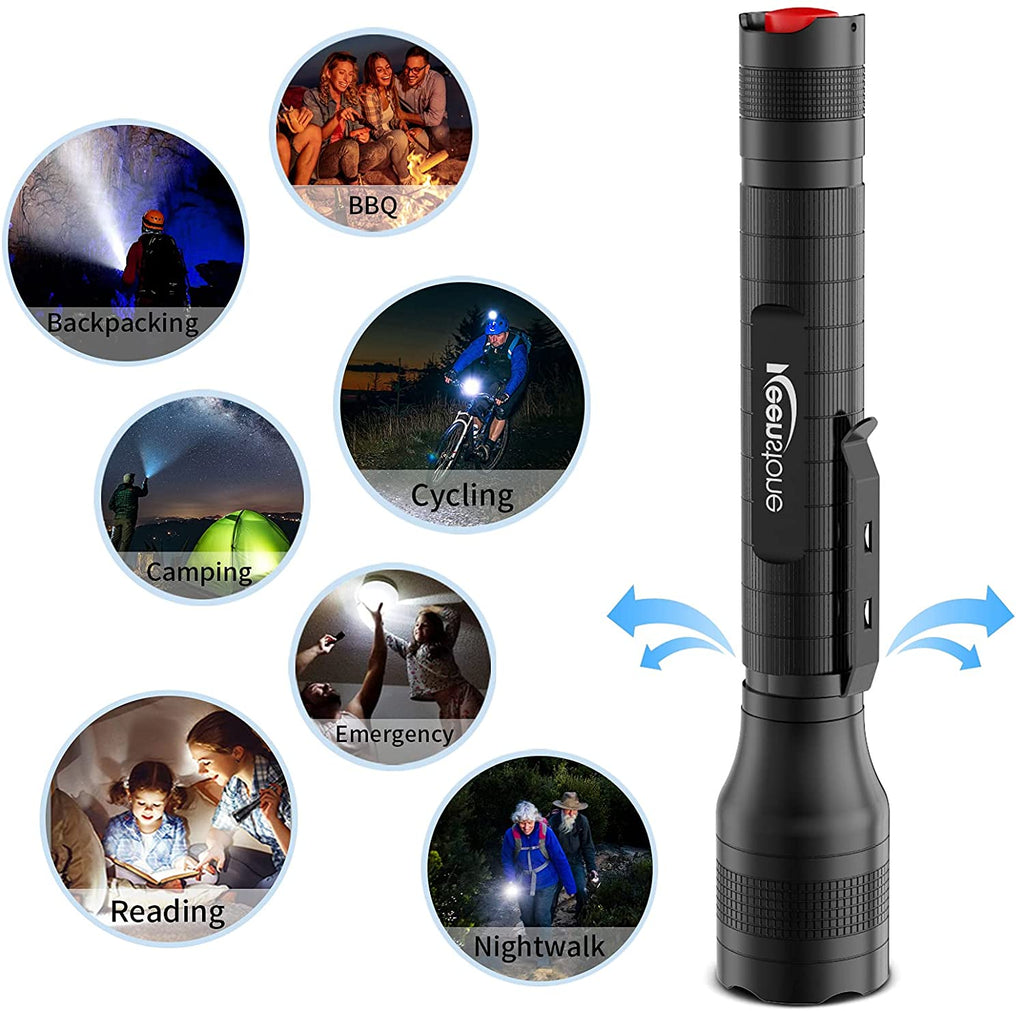 backpacking rechargeable led flashlight Keenstone LED Tactical Flashlight Rechargeable 2 Pack, 3000 High Lumen – Keenstone.com