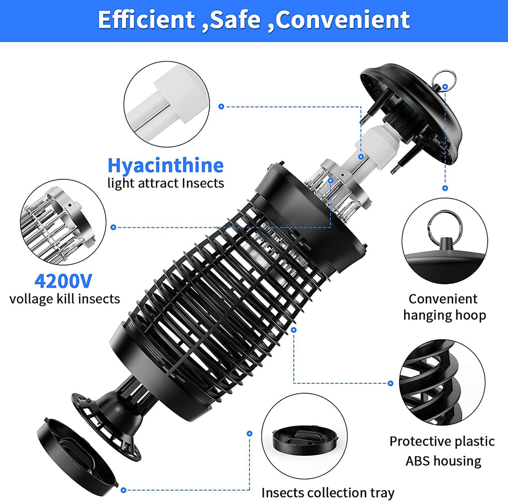 Morpilot Bug Zapper Outdoor 4200V Mosquito Electric Zapper 25W Mosquito lamp Killer Mosquito 2,500 Sq Insect Fly Trap Indoor & Outdoor - Waterproof Light Bulb Lamp