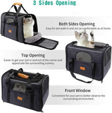 Cat Carrier Dog Carrier, Pet Travel Carrier Airline Approved for Small Dogs Puppies Cats of 15lbs, Portable Pet Transport Bag with Adjustable Shoulder Strap + Removable Soft Cushion + Foldable Bowl