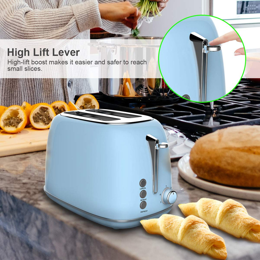 Toaster 2 Slice Keenstone Retro Stainless Steel Toaster with Bagel, Cancel,  Defrost Function, Extra Wide Slot Toaster with High Lift Lever, 6 Shade  Settings, Removal Crumb Tray, Dark Blue - Yahoo Shopping