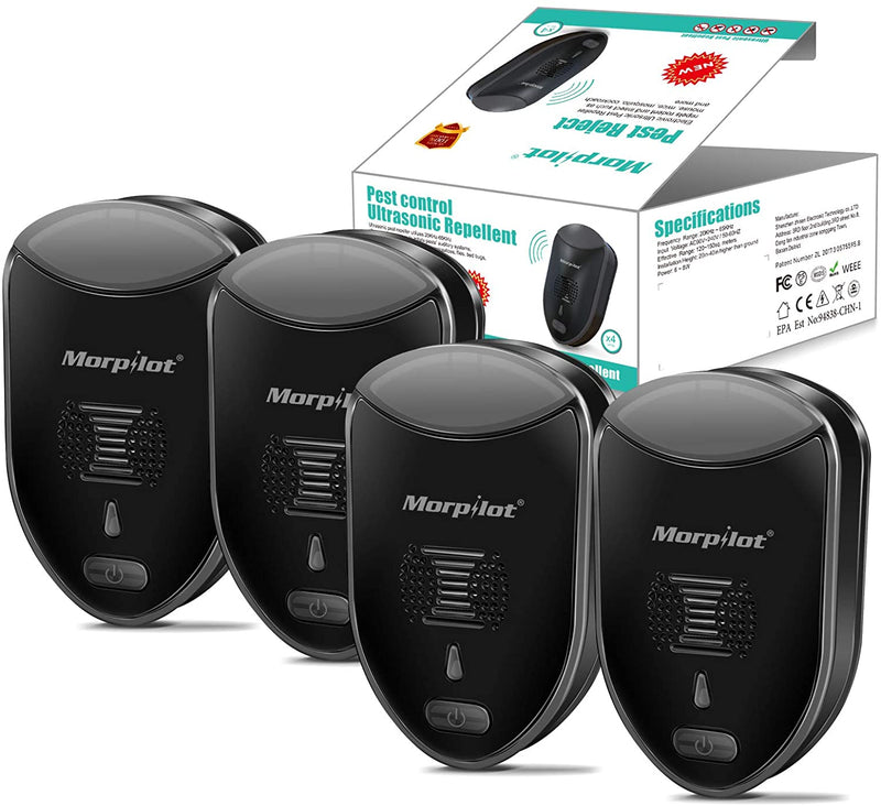 morpilot Ｍ－２Ultrasonic Pest Repeller ，4 Pack, Indoor Pest Control Electronic Plug in， Get Rid of - Rodents Squirrels Mice Rats Insects - Roaches Spiders Fleas Bed Bugs Flies Ants Fruit Fly!