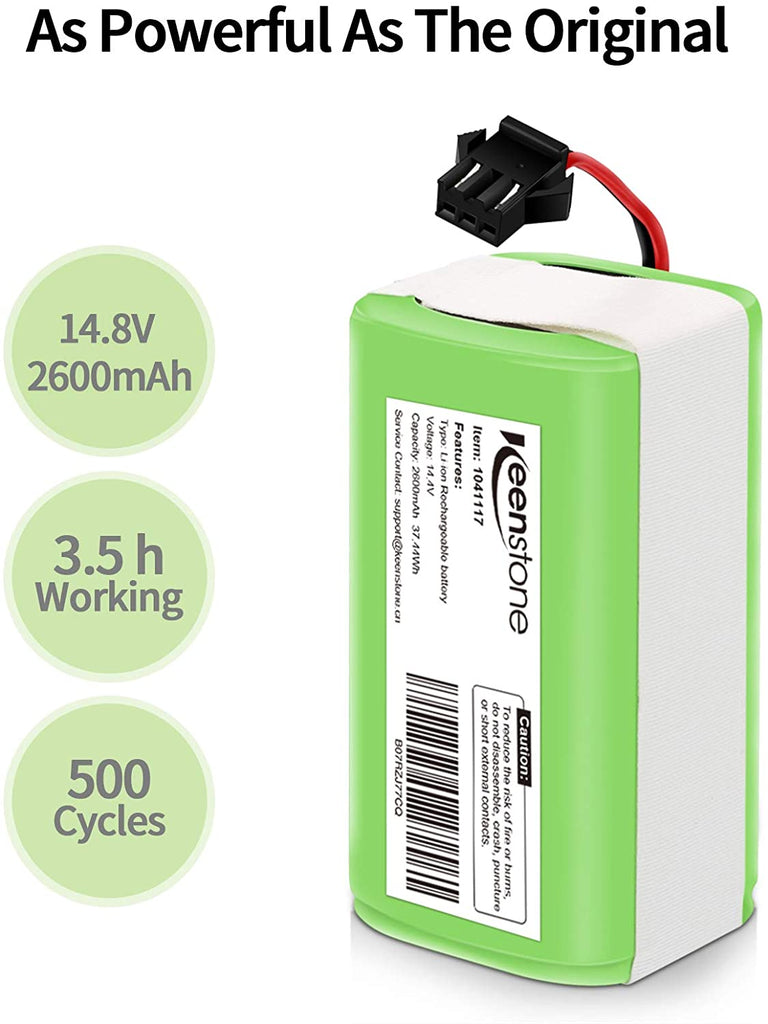 Keenstone 14.4V 2600mAh Li-ion Rechargeable Replacement Battery Compatible with Ecovacs Deebot N79S, N79, DN622, Eufy RoboVac 11, 11S, RoboVac 30, 30C, RoboVac 15C, 12, Amarey A800