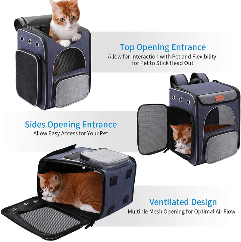 morpilot Dog Backpack, Foldable Cat Backpack Carrier for Cats and Small Dogs, Breathable Pet Carrier Backpack with Inner Safety Leash + Folding Dog Bowl, Ideal for Hiking, Traveling, Outdoor Use