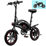 Folding Electric Bike for Adults Teens,DYU D3F 14" Electric Bicycle,Commuter City E-Bike with 250W Motor and 36V 10AH Lithium-Ion Battery,37-40miles Travel Range