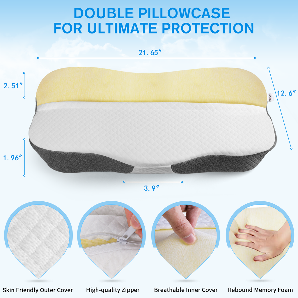 Behost Cervical Memory Foam Pillow, Contour Pillows for Neck and Shoulder Pain, Ergonomic Orthopedic Sleeping Neck Contoured Support Pillow for Side Sleepers, Back and Stomach Sleepers