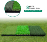 Keenstone Tri-Turf Golf Hitting Mat, Portable Golf Grass Mat for Driving, Chipping Practice Training with Adjustable Tees and Foam Practice Balls, Ideal for Indoor or Outdoor Training