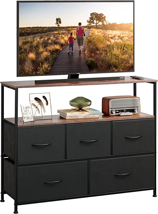 MONVANE 3-in-1 Television stand for 65 Inch TV Stands,with Open Shelves for Living Room, Black