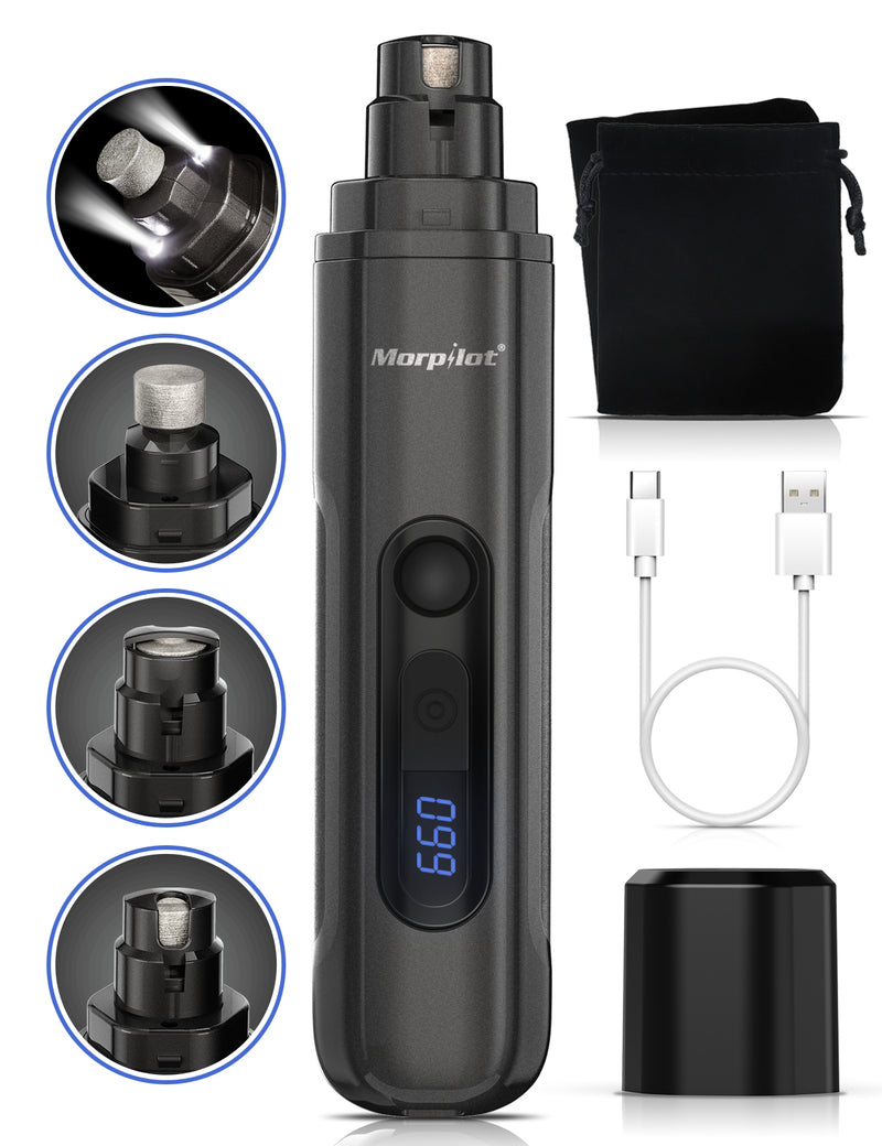 Morpilot Pet Nail Grinder with Led ,Professional 3 Mode Dog Nail Trimmers with Low Noise, Rechargeable Pet Nail Grinder, Paws Grooming and Smoothing for Dogs, Cats and Small Animals