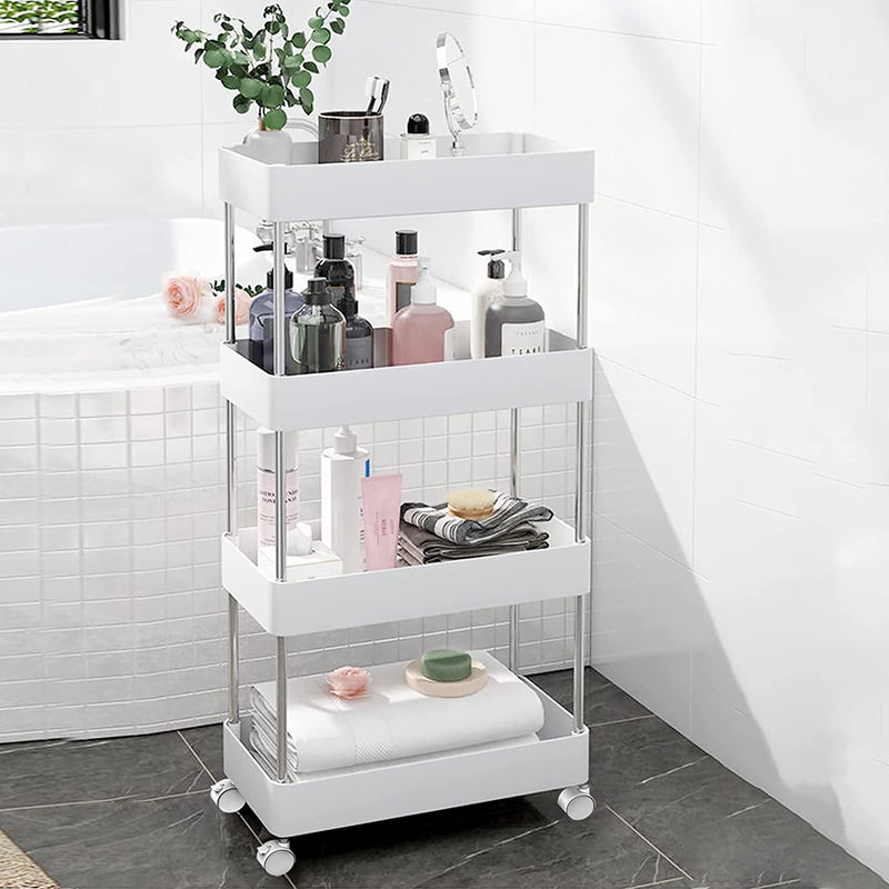 Chariot à roulettes utilitaire Cheflaud à 4 niveaux , organisateur de rangement multifonctionnel avec étagères réglables