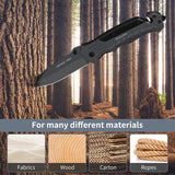 Pocket Knife Outdoor Camping Knife with Glass Breaker and Cutter Belt, Knife with Stainless Steel Handle for Camping, Picnic, Hunting Ideal Fathers Day Dad Gifts