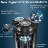 Electric Shavers for Men and Nose Hair Trimmer Set, Eunon IPX 7 Waterproof Wet & Dry Pop-upElectric Razor Sideburn Trimmer Intelligent Razors with Digital Display, Black
