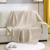 Bedding Premium Cotton Waffle Blanket Cozy Chunky Blanket Extra Soft Lightweight Baby Throw Blanket - All Seasons Suitable for Adult and Kids (Beige, 59 x 79 inch)